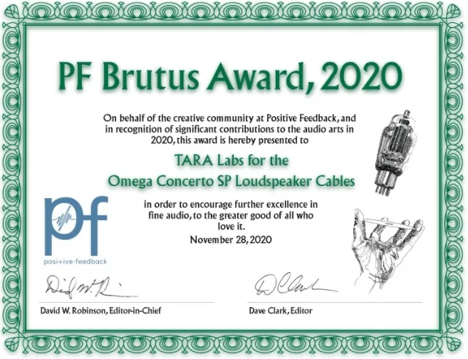 Positive Feedback Brutus Award: The Omega Concerto speaker cables